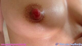Oily nipples close up - porn video